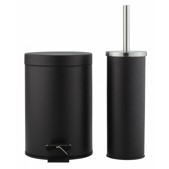 Home Slow Close Bin & Toilet Brush Set - Black