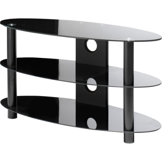 Black Glass Oval TV Stand - Up to 42 Inch