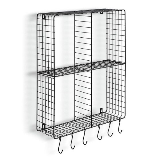 Habitat Wire Shelf With Hooks - Black