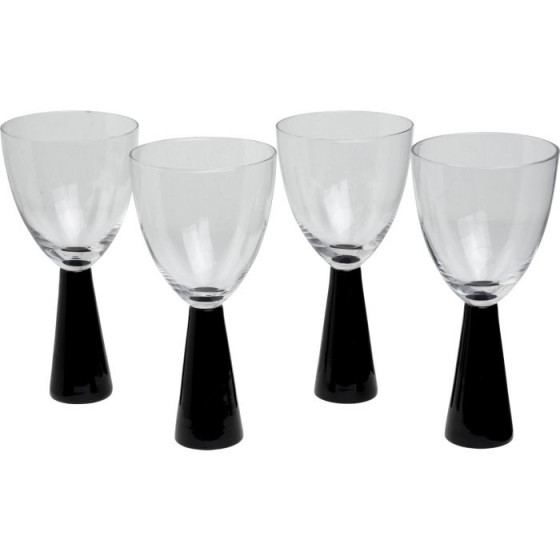 Living 4 Piece Coloured Stem Wine Glass Set - Black