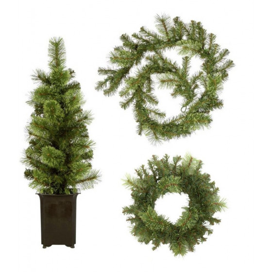 Home Set Of 3 Outdoor Christmas Decorations (One Tree)