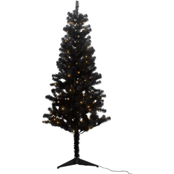 Black Christmas Tree with Lights - 6ft