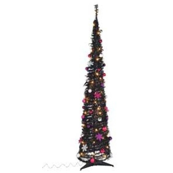 Black Pop Up Christmas Tree With Decorations - 6ft