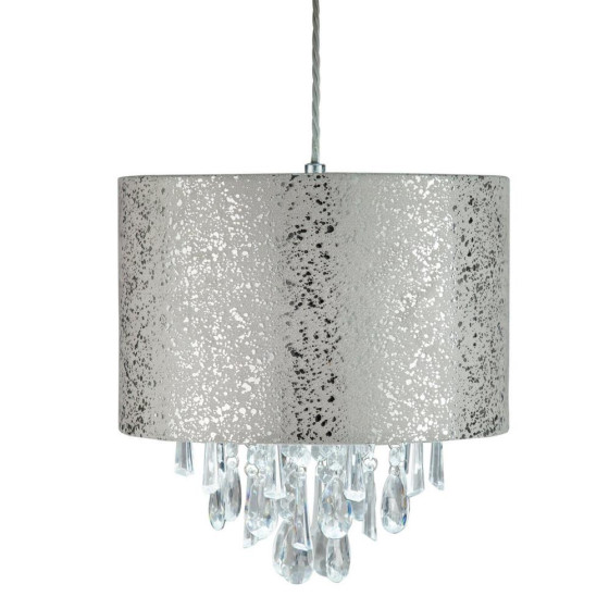 Home Fil Suede & Beaded Silver Foil Shade