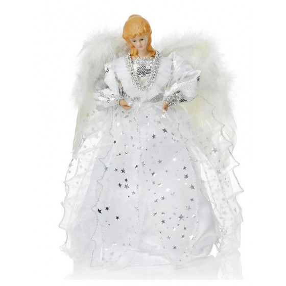 Silver & White Angel Christmas Tree Topper
