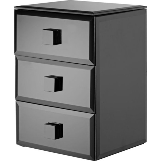 Black Glass 3 Drawer Jewellery Box