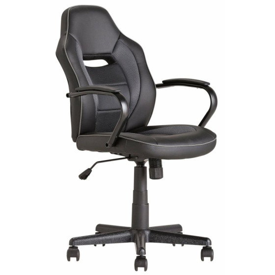Home Faux Leather Mid Back Gaming Chair Office Work - Black