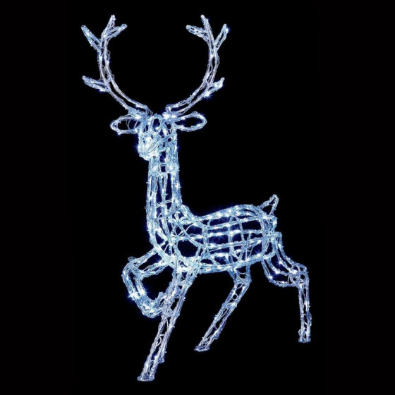Premier Decorations 1m LED Acrylic Standing Christmas Reindeer - White