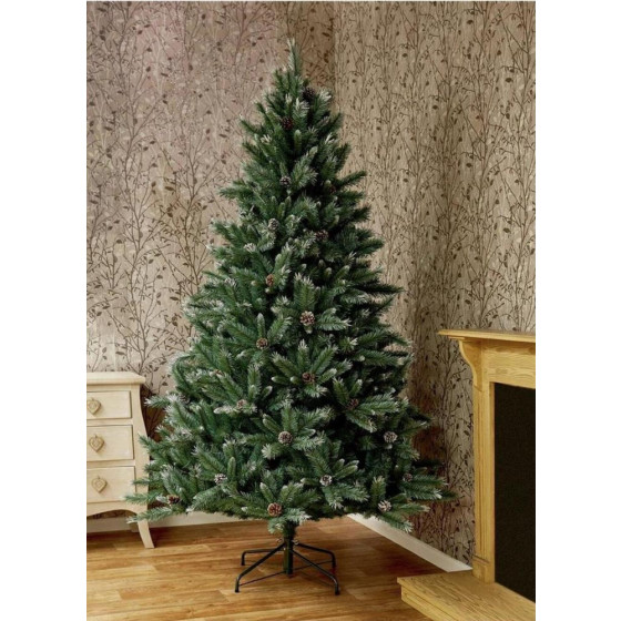 Premier Decorations 7ft Selwood Pine Christmas Tree With Cones - Green