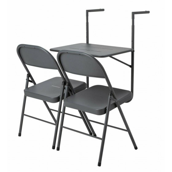 Home Space Saving 2 Seater Balcony Bistro Set - Grey