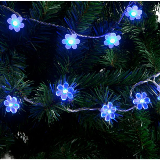 60 LED Flower Caps Christmas Tree Lights - Blue and Clear