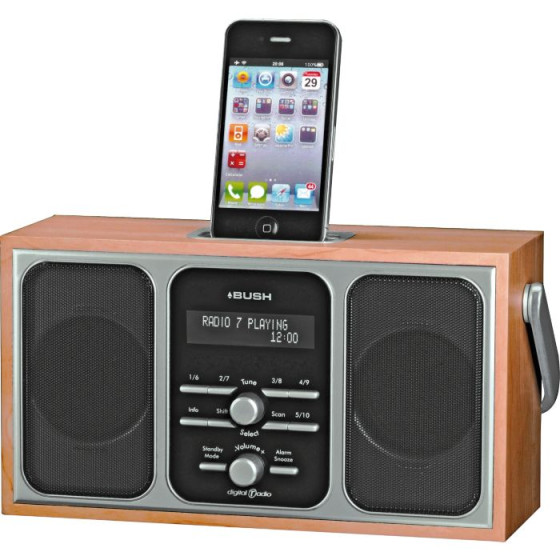 Bush Wood DAB Radio Speaker Dock - Wood Effect (Unit Only)