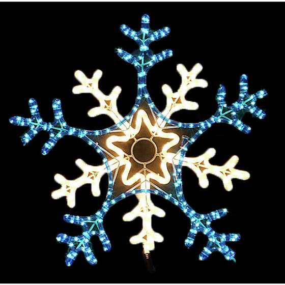 Blue Snowflake Silhouette - Warm White