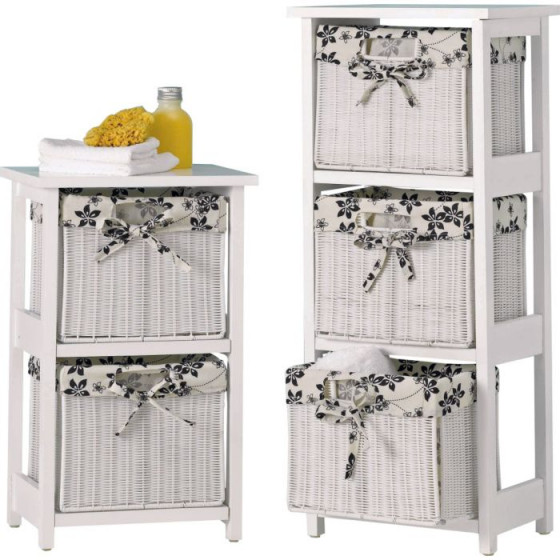 Living Rattan Effect 2 and 3 Drawer with Liner Unit - White