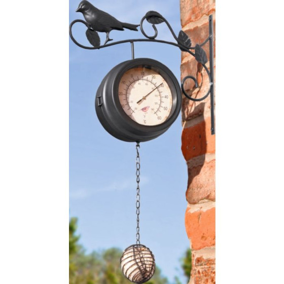Bird Feeder Clock and Thermometer