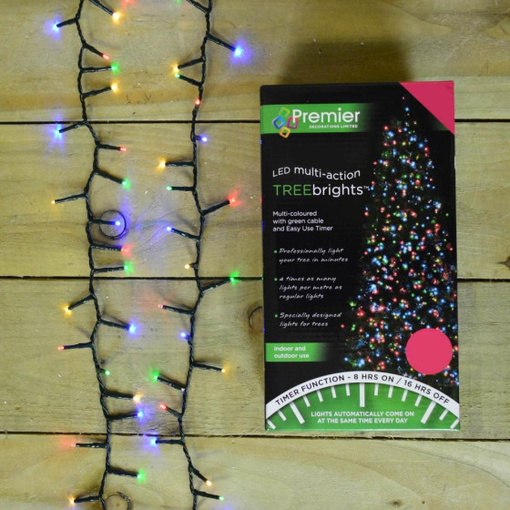 Premier Decorations TREEbright 2000 LED Christmas Lights With Timer - Multi-Coloured