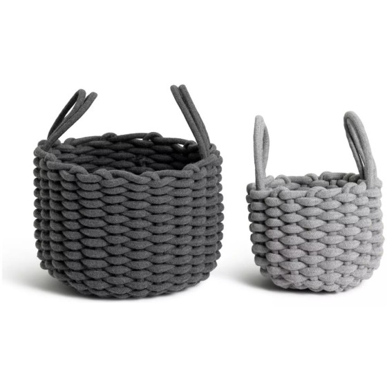 Habitat Cotton Pack of 2 Rope Storage Basket - Grey