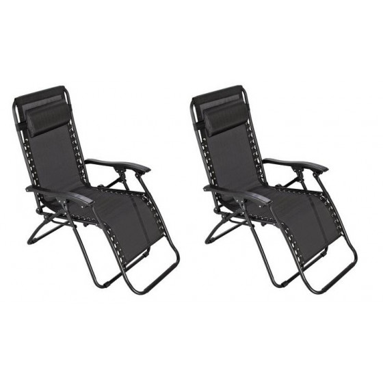 Home Set Of 2 Sun Lounger Chairs - Black