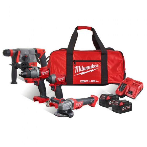 Milwaukee M18FPP4G2-502B 18v Fuel 4 Piece Kit - With 2 Batteries
