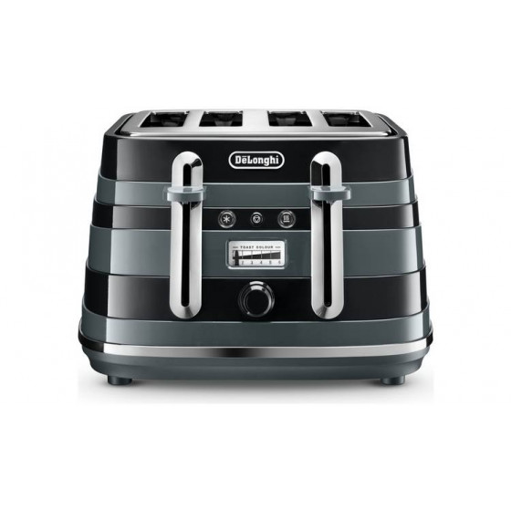DeLonghi CTAC4003.BK Avvolta 4 Slice Toaster - Black/Grey