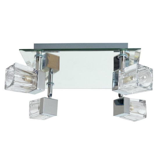 Home Mira 4 Glass Cube Bathroom Spotlights - Chrome