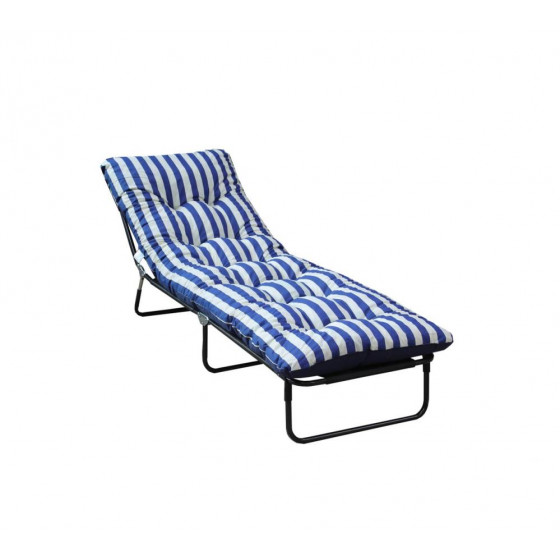 Home Multi Position Sun Lounger With Cushion - Blue