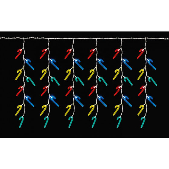 Premier Decorations 48 LED Candy Cane Curtain Lights - Multi-Coloured