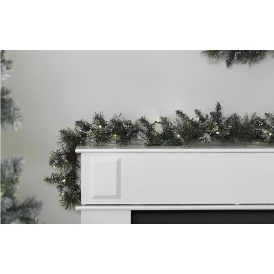 Home 6ft Pre-Lit Snow Tipped Christmas Garland