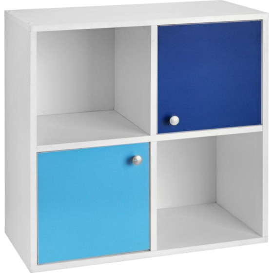 2 Half Doors Storage Cubes - White and Blue