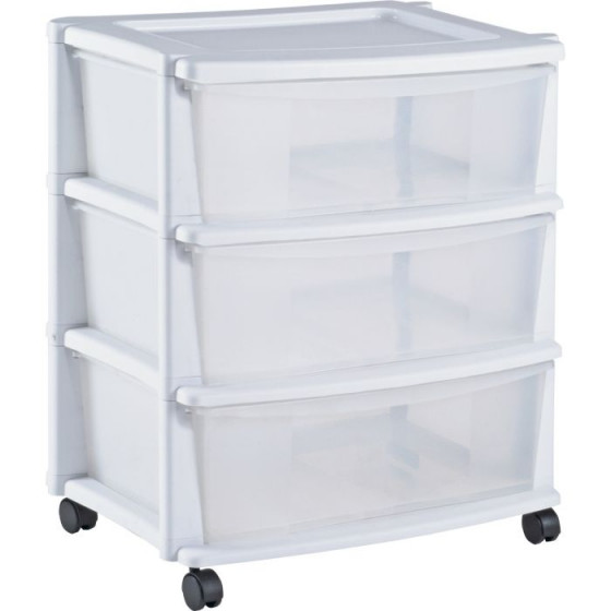 3 Drawer Wide Tower Storage Unit - White