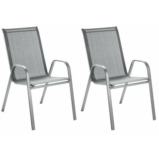 Home Sicily Metal Pack Of 2 Stacking Chairs - Grey