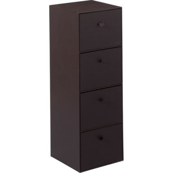 4 Drawer Leather Effect DVD Media Storage Holder - Dark Brown