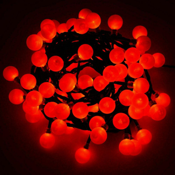 Premier Decorations LED 100 Pearl Berry Multifunction Christmas Lights - Red