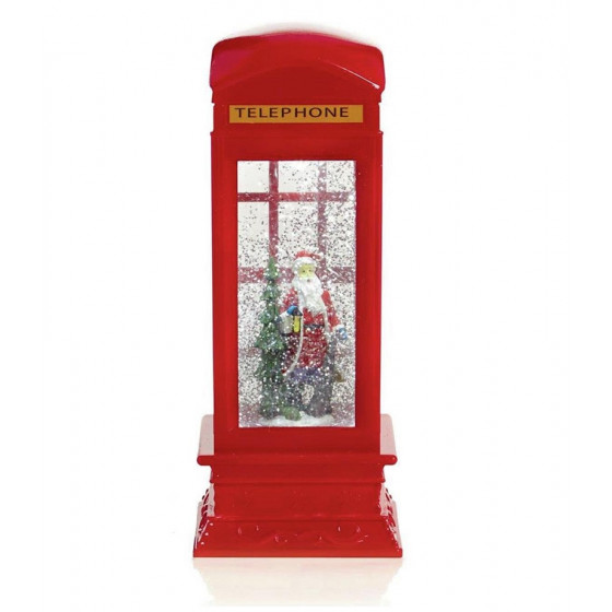 Premier Decorations 26.5cm Christmas Telephone Box Water Spinner