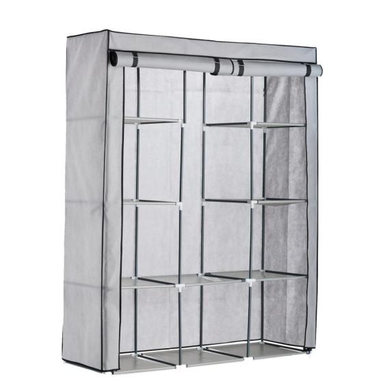 Home Double Modular Fabric Wardrobe - Grey & Black