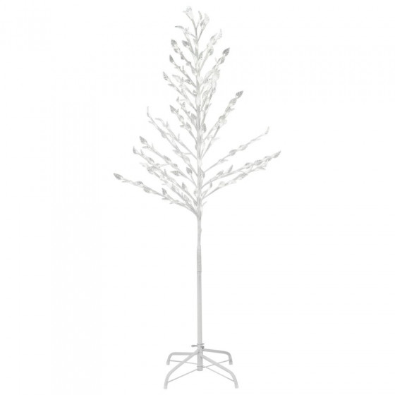 Leaf White Christmas Tree With Lights - 5ft