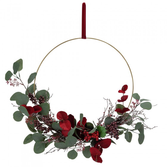 Home Berry Christmas Eucalyptus Berry Wreath - Green & Red