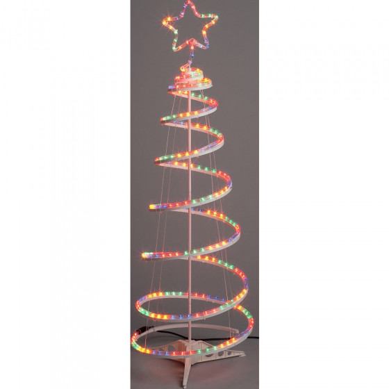Multicoloured Spiral Christmas Tree with Lights - 4ft