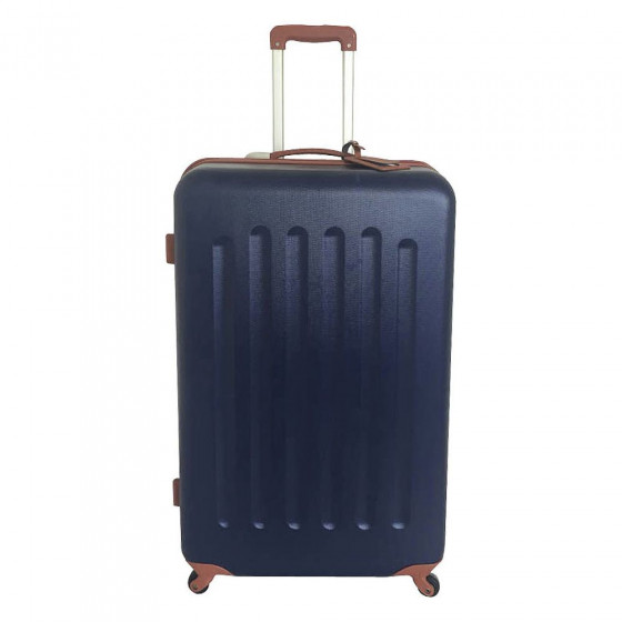 Go Explore 4 Wheel Small Hard Suitcase - Navy and Tan