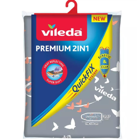 Vileda 130 x 45cm Premium Ironing Board Easy Fit Cover -Grey