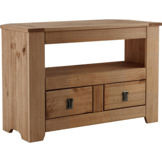 Living Penton Corner TV Entertainment Unit -Solid Dark Pine