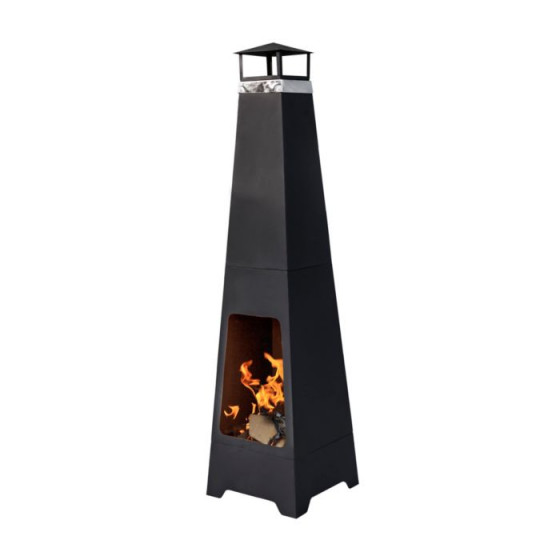 La Hacienda Contemporary Tall Steel Chiminea (No Instructions)