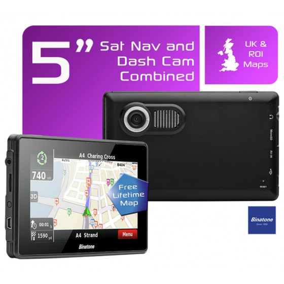 Binatone M515 5 Inch UK and ROI Sat Nav with Dash Cam