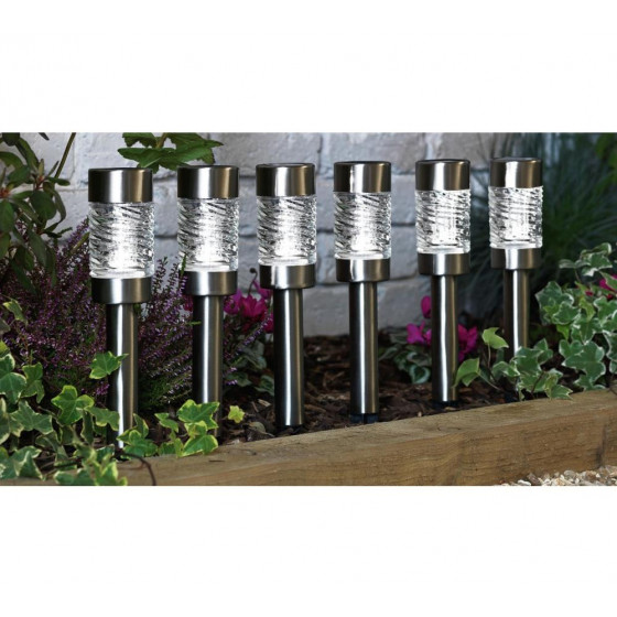 Home Stainless Steel Solar Stake Lights - Set Of 6