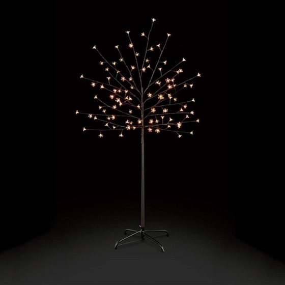 Premier Decorations 5ft White LED Pre-Lit Cherry Blossom Christmas Tree - Black