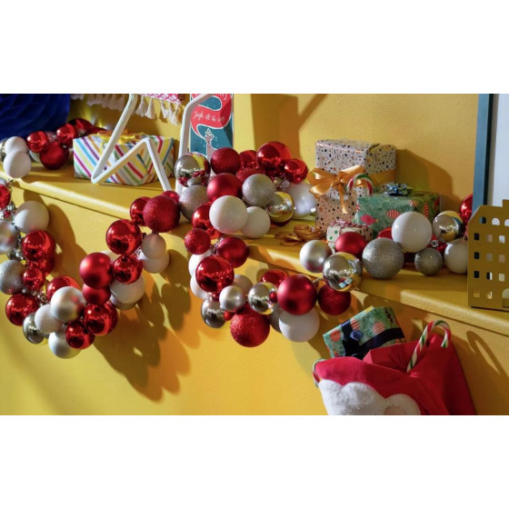 Habitat 2m Bauble Christmas Garland - Red & Silver