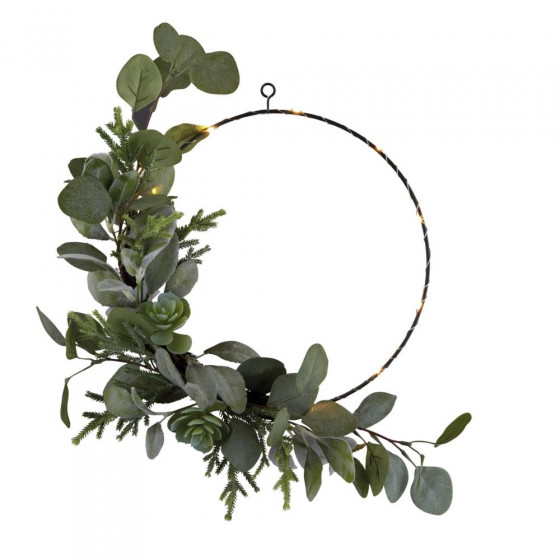 Home Pre-Lit Christmas Noir Wire Wreath - Green