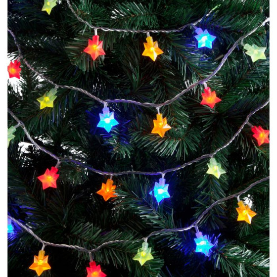 60 LED PVC Star Cap Christmas Tree Lights - Multi-Coloured