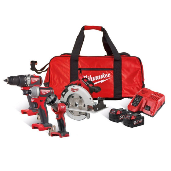 Milwaukee M18BLPP4D-502B 18v 4 Piece Kit - 2 Batteries