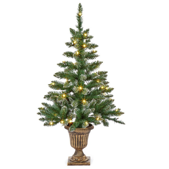 Premier Decorations 3ft Pre-lit Flocked Table Tree - Green
